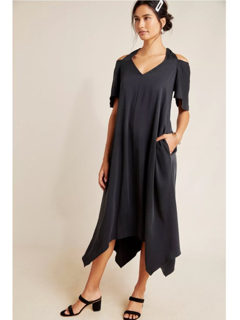Anthropologie Maeve Georgiana Cold Shoulder Red Midi Maxi Dress XS Boho - Picture 13 of 14